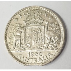 AUSTRALIA 1960 . FLORIN . ERROR . BITTEN EDGE . CLIPPED PLANCHET